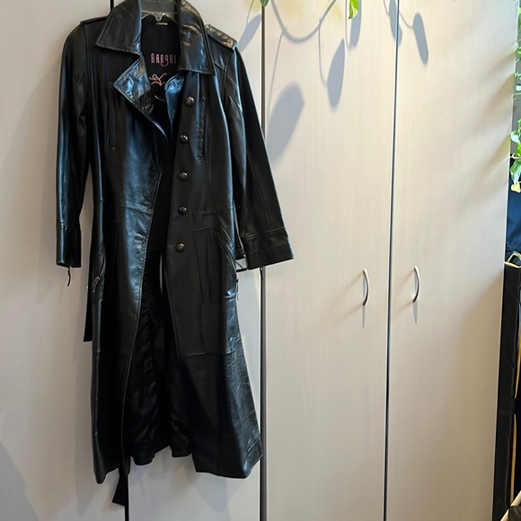 Arayal Leather Trench Coat (Belted) - French size 38 VINTAGE Y2K - Picture 5 of 12